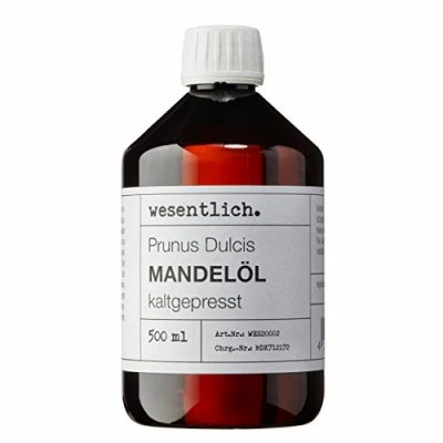 Abbildung von Mandelöl kaltgepresst 500ml 100% reines (Prunus Dulcis) von wesentlich. feines Öl zur Pflege Haut und Haar perfektes Massageöl