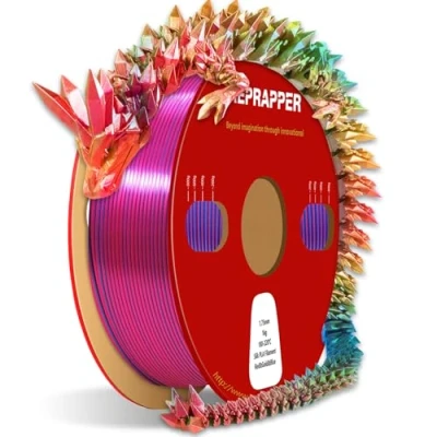 Abbildung von RepRapper Silk PLA Filament ，Mehrfarbige Dreifarbiges 1.75 mm ，1 kg (2,2 lbs)，Silk Hochglänzende Oberfläche， 3D Drucker ，Rot/Blau/Gold