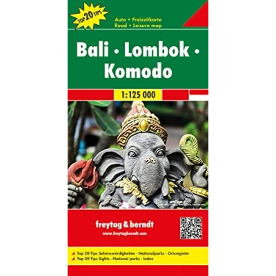Abbildung von Bali Lombok Komodo, Autokarte 1:125.000, Top 20 Tips: Auto + Freizeitkarte. Tips Sehenswürdigkeiten, Nationalparks, Ortsregister