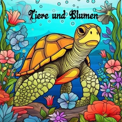 Abbildung von Tiere und Blumen Malbuch für Kinder, Erwachsene Senioren (Tier Malbücher)
