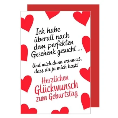Abbildung von Edition Seidel Premium Geburtstagskarte mit Umschlag. Glückwunschkarte Grußkarte Karte lustigem Spruch Geburtstag Happy Birthday Mann Frau Herzen Herz (G3618 SW024)