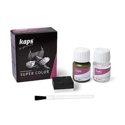 Abbildung von KAPS Professional Lederfarbe &quot;Super Color&quot; + &quot;Preparer&quot; für Naturleder, Synthetik und Textil (je 25 ml) zur Pflege Reparatur von Lederschuhen in Verschiedenen Farben (134 Oliv)