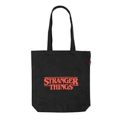 Abbildung von Grupo Erik Tote Bag, Stranger Things Einkaufstasche, Stofftasche aus Baumwoll, Leichte Tragetasche, Praktische Jutebeutel, Stoffbeutel mit offizieler Lizenz