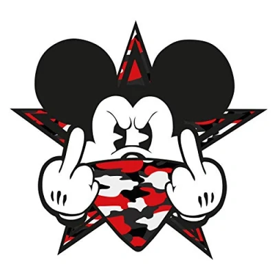 Abbildung von Finest Folia 2 Stück Aufkleber Gangster Mouse Sticker Autoaufkleber Maus Stinkefinger Mittelfinger für Auto Tankdeckel Heckscheibe Laptop Kühlschrank R109 (Nr. 1 Rot)