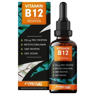 Abbildung von Vitamin B12 Tropfen 1800 (50ml) bioaktives Methylcobalamin optimal hochdosiert mit 500mcg ohne Konservierungsstoffe oder Alkohol 100% vegan