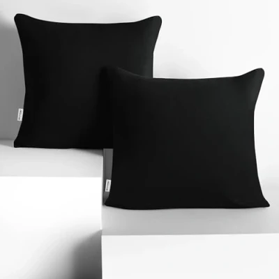 Abbildung von DecoKing 2 Kissenbezüge 40x40 cm Jersey Baumwolle Reißverschluss schwarz Amber
