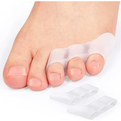 Abbildung von Zehenspreizer 4Stk Stellstange Kleine Zehe Hallux Valgus Korrektur Verstellbare Gel Schiene zum Spreizen und Dehnen Silikon Zehentrenner Damen Herren