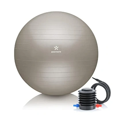 Abbildung von BODYMATE Gymnastikball Sitzball Trainingsball mit GRATIS E Book inkl. Luft Pumpe, Ball für Fitness, Yoga, Gymnastik, Core Training, starken Rücken als Büro Stuhl Cotton Bloom 55cm