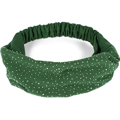 Abbildung von styleBREAKER Damen Haarband mit Strass und Gummizug, Stirnband, Headband, Haarschmuck 04026016, Farbe:Dunkelgrün