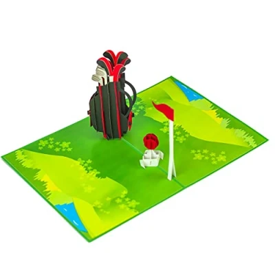 Abbildung von Favour Pop Up® 3D Karte Mit wunderschönem Golfmotiv, zum Geburtstag, Jubiläum, zur Genesung oder als lieber Gruss. Einschiebekarte Beschriften. TF081