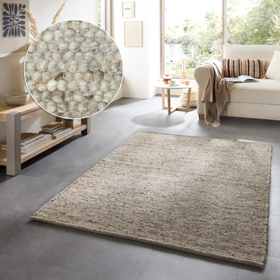 Abbildung von my home Wollteppich »Greith« rechteckig 12 mm Höhe Wendeteppich, meliert, reine Wolle, handgewebt, Scandi, Wohnzimmer