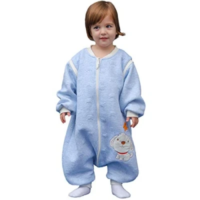 Abbildung von MIKAFEN Schläfsack Baby Langarm Winter kinderSchlafsack,Hund Muster Schlafsack mit Füßen Baumwolle Junge Mädchen Unisex ganzjahres Schlafanzug. (S:80cm 0 16 Monat, Grau)