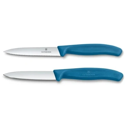 Abbildung von Victorinox Swiss Classic, Tomaten und Gemüsemesser Set, 2teilig, Extra Scharfe Klinge, Kunststoffgriff, Rostfreier Stahl, Made, Blau