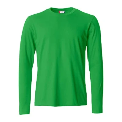 Abbildung von Clique Langarmshirt für Herren, Basic T L/S, aus Jersey Baumwolle, elastischer Kragen, Schweißband, schmale Passform (Säuregrün M), Säuregrün.