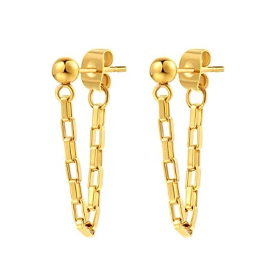 Abbildung von Happiness Boutique Damen Ketten Ohrringe in Goldfarbe Feine Kettchen Minimalist Edelstahlschmuck