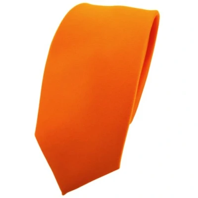 Abbildung von TigerTie Herren Krawatte 6 cm schmale Satin Tie in orange pastellorange hellorange einfarbig uni Business, festliche Veranstaltungen und Freizeit