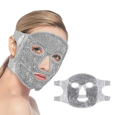 Abbildung von CAM2 Kühlmaske Gesicht,Augenmaske Kühlend,Gel Gesichtsmaske,Wiederverwendbare Gelperlen Augenmaske für Geschwollene Augen, Tränensäcke (grau)