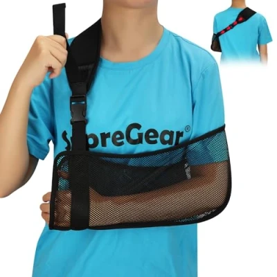 Abbildung von supregear Gittergewebe Armschlinge, Medizinische Schulterbandage Verstellbare Leichte Rotatorenmanschetten Unterstützung für Verletzten Arm Ellenbogen Handgelenk Hand, Passend Linke/Rechte