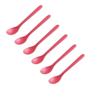 Abbildung von FACKELMANN 6er Set Eierlöffel Frühstückslöffel 14 cm Farbe: Rot hochwertiger Kunststoff ideal für den Frühstückstisch