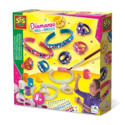 Abbildung von SES Creative 14706 Diamanzo Ringe und Armbänder, diverse Farben, Einheitsgröße