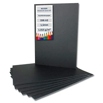 Abbildung von NEUSER PAPIER 10x Buchbinderpappe DIN A3 in Schwarz, Stärke: 1,5 mm, Grammatur: 1.015 g/m²