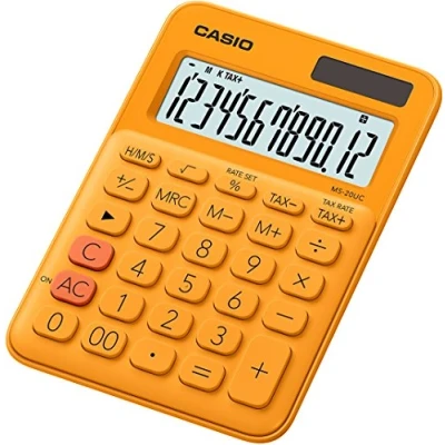 Abbildung von CASIO Tischrechner MS 20UC RG, 12 stellig, in Trendfarben, Steuerberechnung, Zeitumrechnung, Solar /Batteriebetrieb, 2.3 x 10.5 14.95 cm