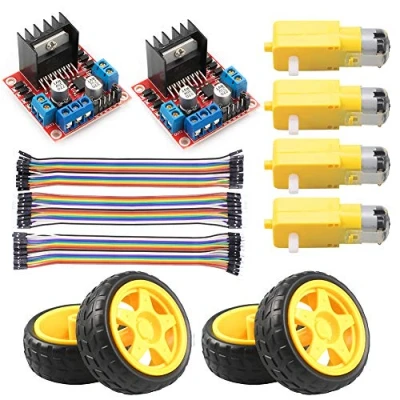 Abbildung von KeeYees Motorantrieb Controller Board Schrittmotor Kontroll Modul Dual H Brücke mit DC Motor und Intelligente Auto Rad Kompatibel für Arduino