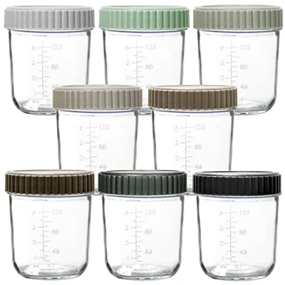 Abbildung von Youngever 8er Set 180ML Behälter für Babynahrung aus Glas, Babynahrungsbehälter, Glas (Urban)
