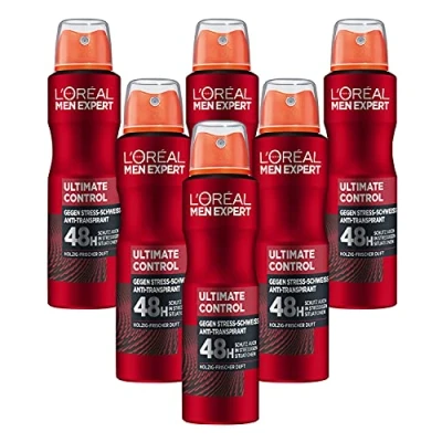 Abbildung von L&#039;Oréal Men Expert Körperpflege, Effektives Deospray für Männer gegen Stressschweiß bis zu 48 Stunden Frische, Ultimate Control, 6 x 150 ml
