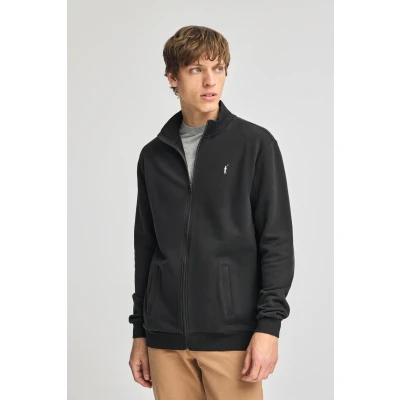 Abbildung von Polo Club Herren Offenes Sweatshirt Schwarz Mit Hohem Kragen Und Rigby Go Logo S