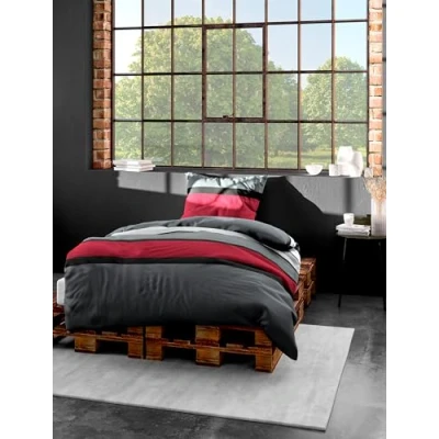 Abbildung von Bierbaum Bettwäsche 4757, Mako Satin, Designed in Germany, rot 63, 135x200 + 80x80 cm