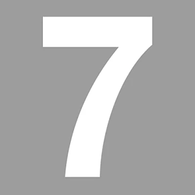 Abbildung von Zahlen Aufkleber Nr. 7 in weiß I Höhe 10 cm selbstklebende Haus Nummer, Ziffer zum Aufkleben für Außen, Briefkasten, Tür wetterfest kfz_674_7