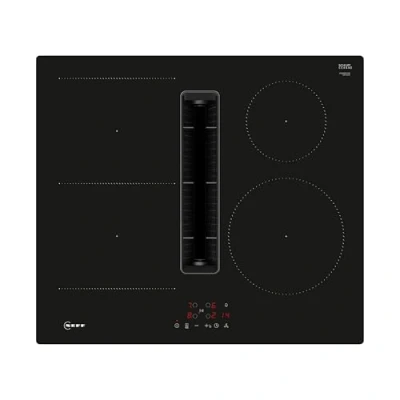 Abbildung von Neff V56NBS1L0 Induktionskochfeld mit integriertem Kochfeldabzug N50, Flexibles Glaskeramik Kochfeld Dunstabzug, 60 cm breit, EfficientDriveMotor, Powerstufe, Schwarz