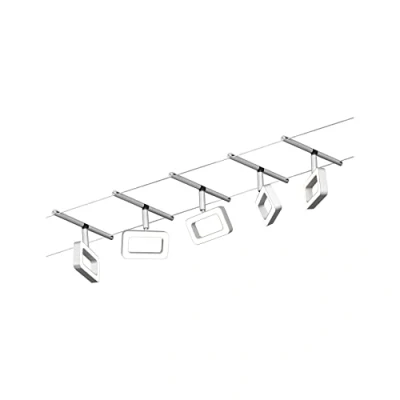 Abbildung von Paulmann 94481 LED Seilsytem Frame Basisset 5x400lm incl. 5x4,8 W Warmweiß Chrom matt, Kunststoff, Metall Beleuchtungssystem 3000 K