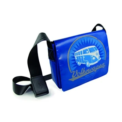 Abbildung von BRISA VW Collection Volkswagen Vintage Outdoor Schulter Umhänge Tasche aus Tarpaulin im T1 Bus Design (Groß/Vintage/Blau)