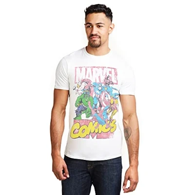 Abbildung von Marvel Herren Call Out T Shirt, Weiß (Weiß Weiß), S