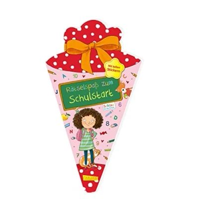 Abbildung von Schlau für die Schule: Rätselspaß zum Schulstart mit Stickern (Schultüte 2023 rosa): Eintragbuch zur Einschulung Steckbriefen, Lernspielen und Aufklebern Schultüte