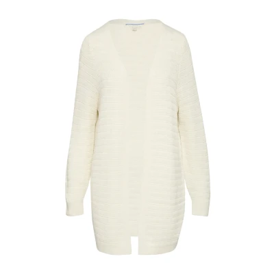 Abbildung von QS Offener LONG MIT Strukturmuster Strickjacke, Damen, Größe: Small, Ecru