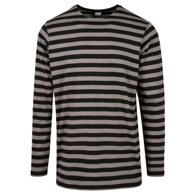 Abbildung von Urban Classics Stripe LS Langarmshirt, Herren, Größe: 3XL, Asphalt/black