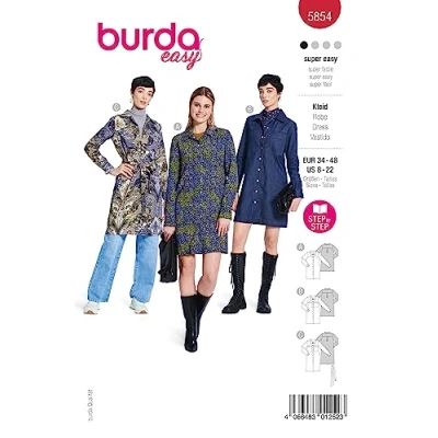 Abbildung von Burda Schnittmuster, 5854, Kleid [Damen, Gr. 34 48], Level 1 super easy