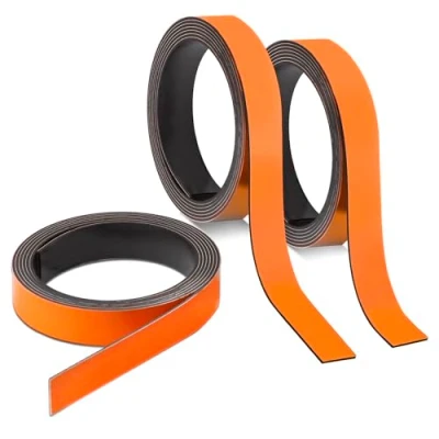 Abbildung von 3x Magnet Streifen Orange I ca. 1 cm x m Magnetband zum markieren einteilen auf Whiteboards Lager Regale Kalender Etiketten mag_238