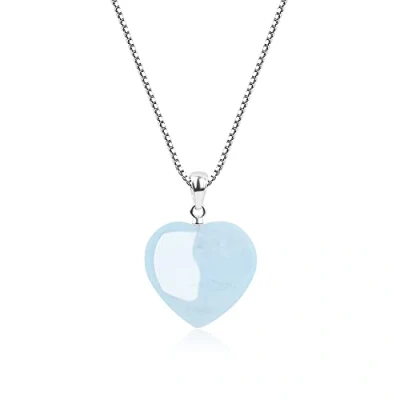 Abbildung von COAI Geschenkideen Damen 925 Silber Halskette aus Edelsteine Herz Anhänger Aquamarin