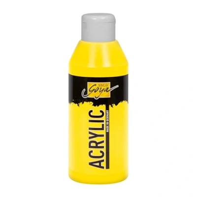 Abbildung von KREUL 84204 Solo Goya Acrylic echtgelb hell, 250 ml Flasche, cremige vielseitig einsetzbare Acrylfarbe in Studienqualität, auf Wasserbasis, schnell und matt trocknend, gut deckend, wasserfest