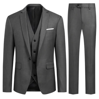 Abbildung von Allthemen Anzug Herren Slim Fit 3 Teilig Anzüge Modern Herrenanzug Sakko Hose Weste für Business Hochzeit Grau L