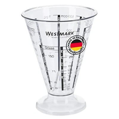 Abbildung von Westmark Messbecher, Mit Feinmesskegel, mehrsprachigen Messskalen und verschiedenen Maßeinheiten, Trichterform, Füllvolumen: 0,5 Liter, Kunststoff, Gerda, Transparent, 30762270
