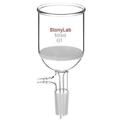 Abbildung von StonyLab Glas Buchner Trichter Filter, Borosilikatglas Vakuum Filtertrichter mit Grober Fritte(G1), 56mm Scheibendurchmesser, 60mm Tiefe, 24/40 Standard Taper Innengelenk 100ml
