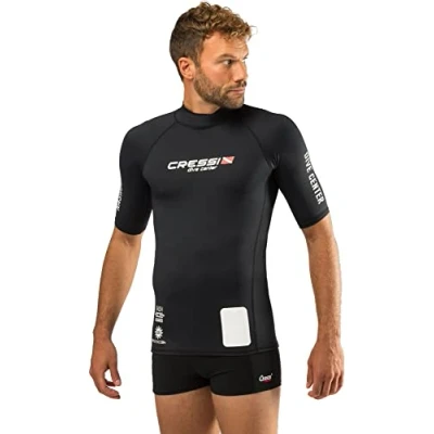 Abbildung von CRESSI Dive Center Man Rash Guard Short/SL Protective Kurzarm Schwarz für SUP und Wassersport,XXXL/7 (58, Herren