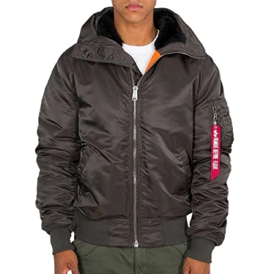 Abbildung von ALPHA INDUSTRIES Herren MA 1 Hooded Bomberjacke, Black Olive, L