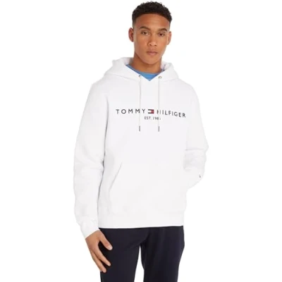 Abbildung von Tommy Hilfiger Herren Hoodie Logo Hoody mit Kapuze, Weiß (White), XXXL