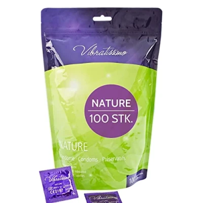 Abbildung von VIBRATISSIMO Kondome Nature 100er Pack I Premium Box extra feucht Condoms for Men dünne Wandstärke &amp; Naturfarben Verhütung Männer b=53mm